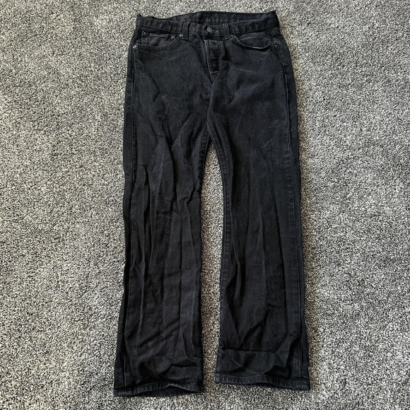 Levis 501 Jeans Mens 31x30 Black Button Fly Straight Leg Denim‎ Classic Original - Picture 2 of 16
